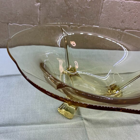 Vintage Fostoria 2394 Yellow 3 Footed Bowl - 11 5/8" Depression Glass - Picture 6 of 7